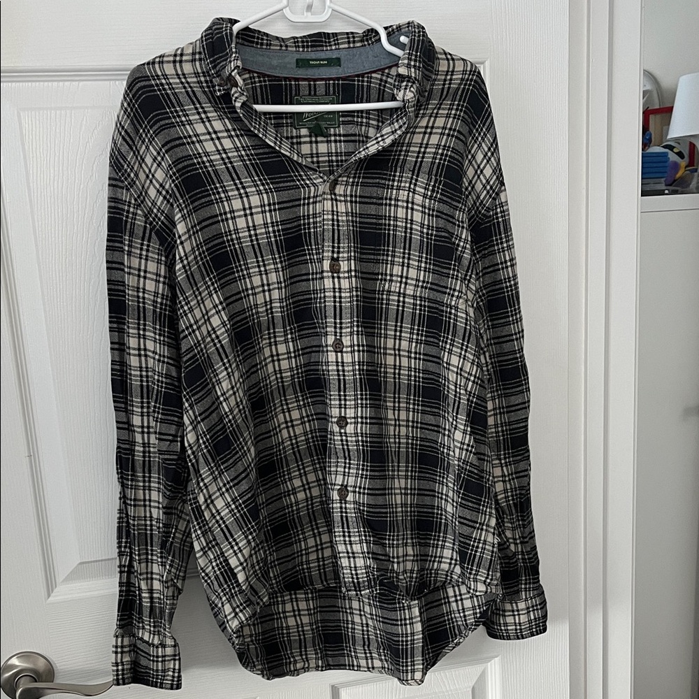 Woolrich Men's Black and White Checkered Shirt
